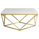Orleans Furniture - Coaster - Meryl Square Faux Marble Top Coffee Table White and Gold - 700846