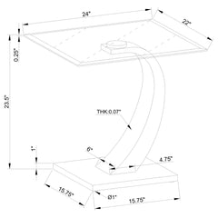 Pruitt Rectangular Glass Top Metal End Table Satin Silver