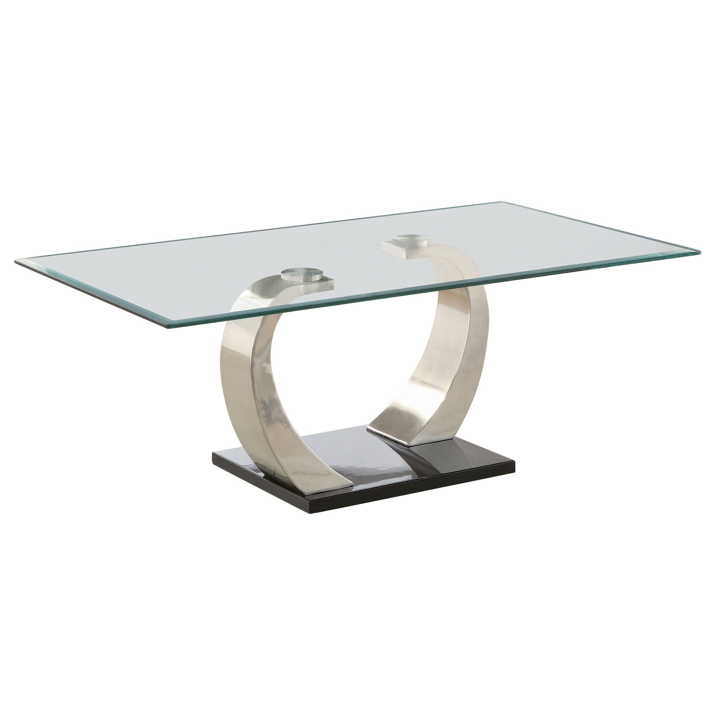 Orleans Furniture - Coaster - Pruitt Rectangular Glass Top Metal Coffee Table Satin Silver - 701238