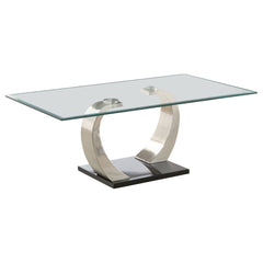 Orleans Furniture - Coaster - Pruitt Rectangular Glass Top Metal Coffee Table Satin Silver - 701238