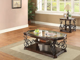 Orleans Furniture - Coaster - Laney 2-piece Glass Top Coffee and End Table Set Dark Merlot - 702448-S2