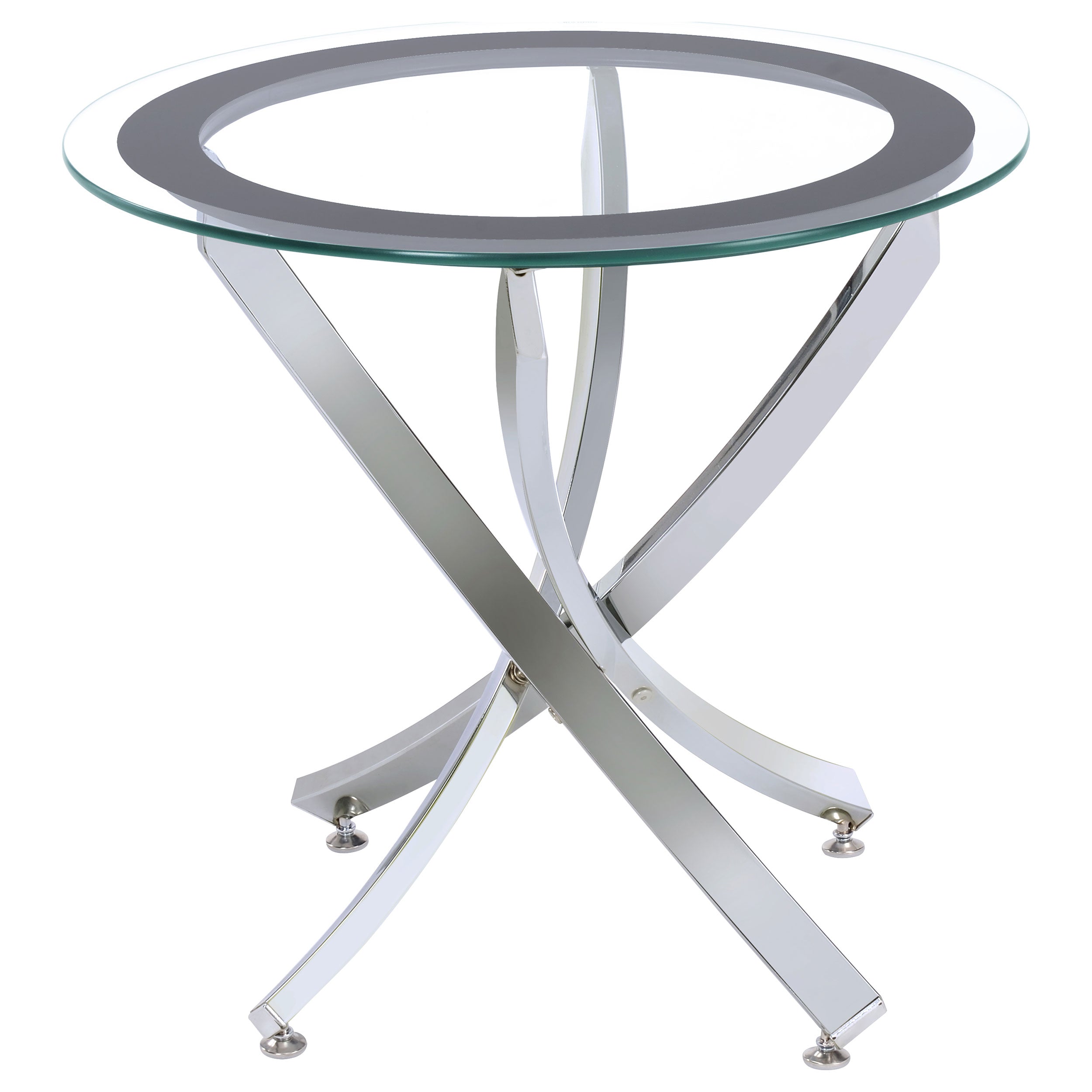 Orleans Furniture - Coaster - Brooke Round Glass Top Side End Table Metal Base Chrome - 702587