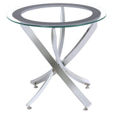 Orleans Furniture - Coaster - Brooke Round Glass Top Side End Table Metal Base Chrome - 702587