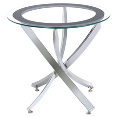 Orleans Furniture - Coaster - Brooke Round Glass Top Side End Table Metal Base Chrome - 702587