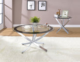 Orleans Furniture - Coaster - Brooke 2-piece Round Coffee and End Table Set Chrome - 702588-S2