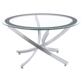 Orleans Furniture - Coaster - Brooke Round Glass Top Coffee Table Metal Base Chrome - 702588