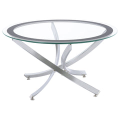 Orleans Furniture - Coaster - Brooke Round Glass Top Coffee Table Metal Base Chrome - 702588