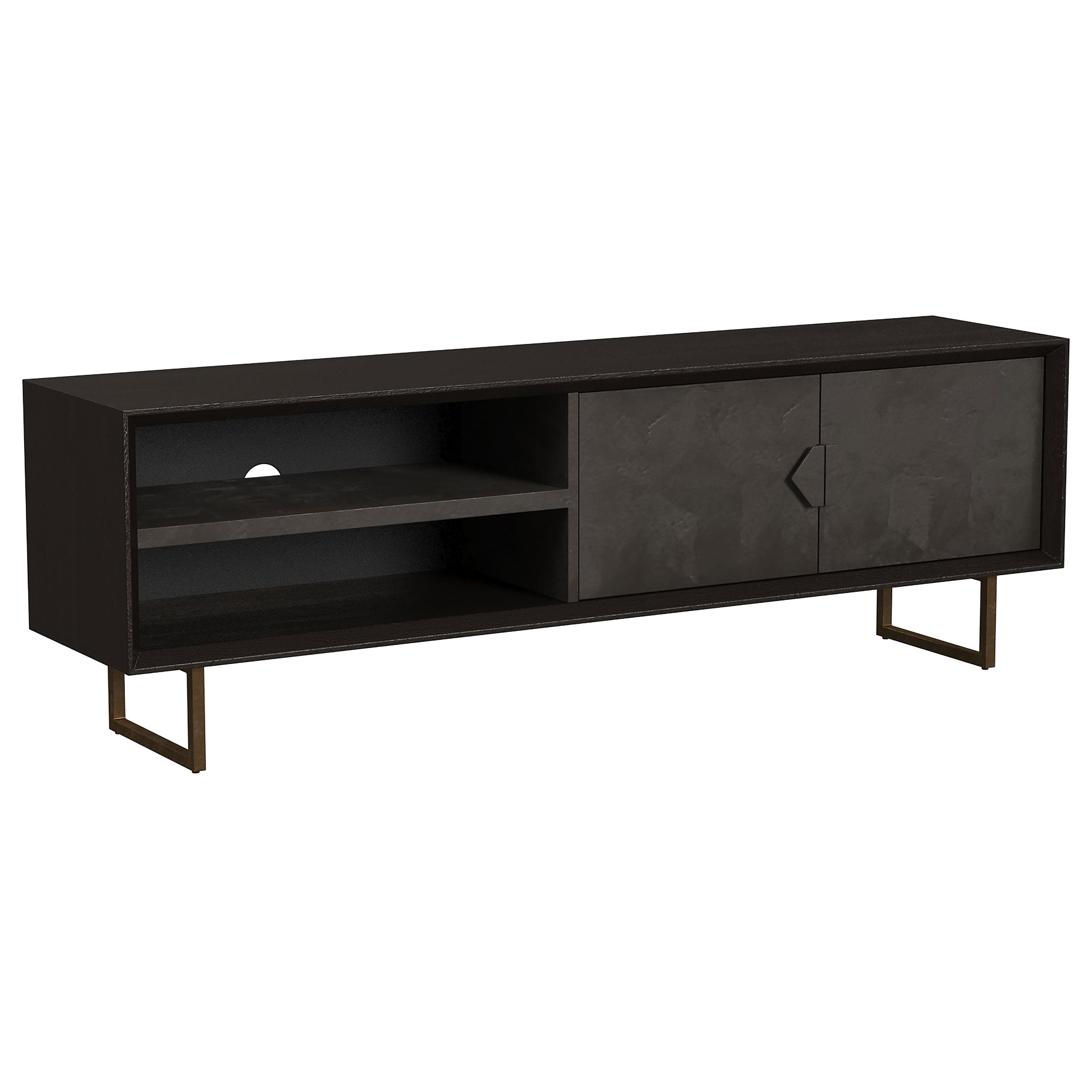Orleans Furniture - Coaster - Marsden 2-door Mango Wood 70-inch TV Stand Charcoal Black - 703003