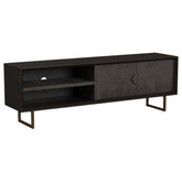 Orleans Furniture - Coaster - Marsden 2-door Mango Wood 70-inch TV Stand Charcoal Black - 703003