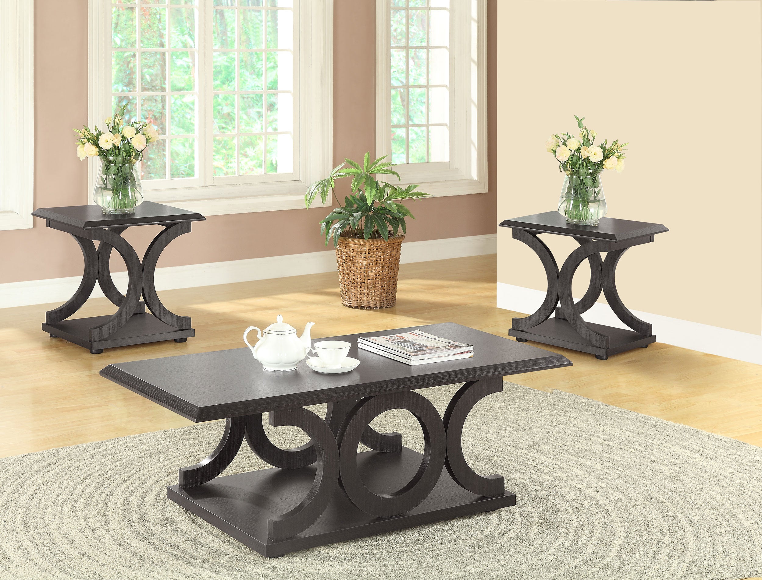 Orleans Furniture - Coaster - Shelly 3-piece Coffee and End Table Set Cappuccino - 703148-S3