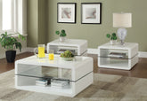 Orleans Furniture - Coaster - Elana 3-piece Coffee and End Table Set White High Gloss - 703268-S3