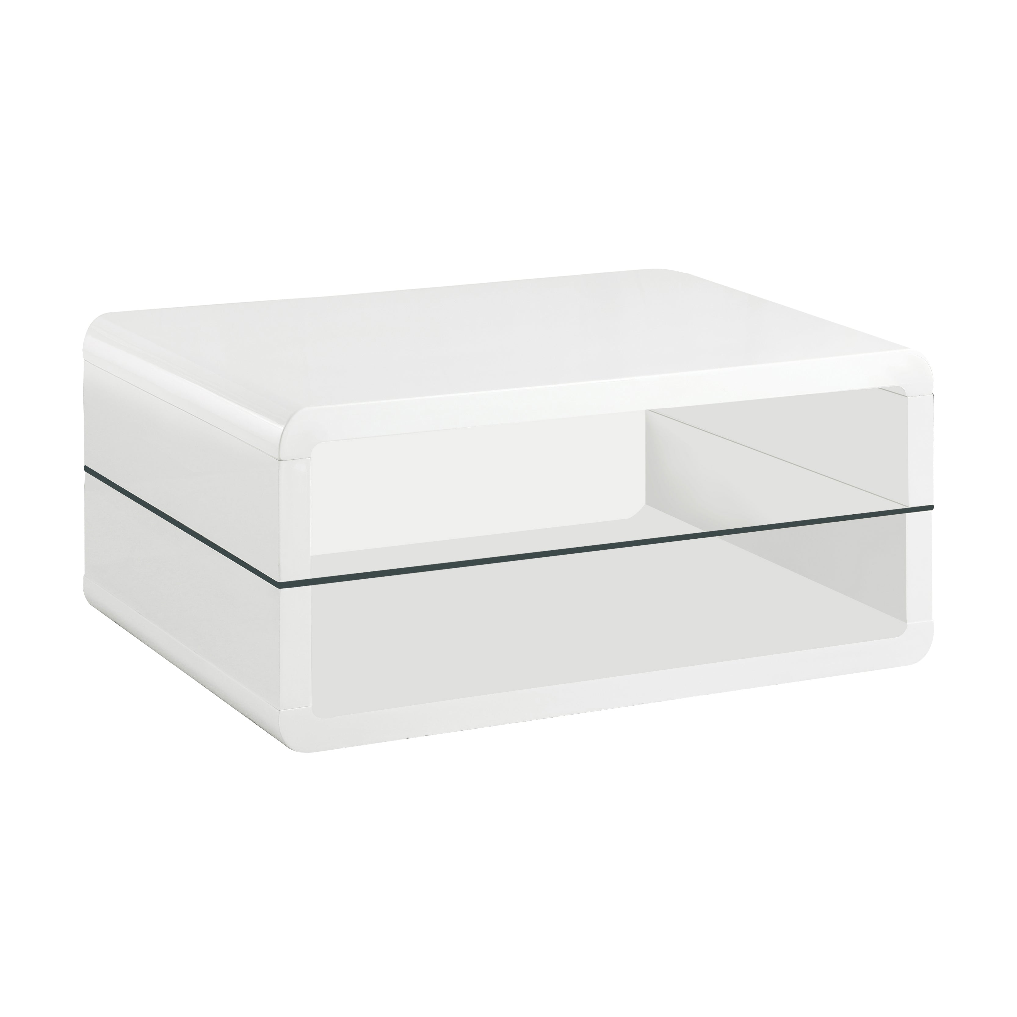 Orleans Furniture - Coaster - Elana 1-shelf Rectangular Coffee Table White High Gloss - 703268