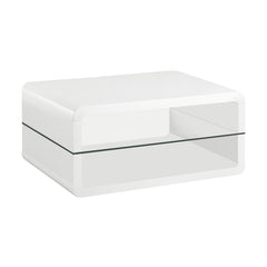 Orleans Furniture - Coaster - Elana 1-shelf Rectangular Coffee Table White High Gloss - 703268