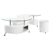 Orleans Furniture - Coaster - Buckley 3-piece Coffee Table and Stools Set White High Gloss - 703400