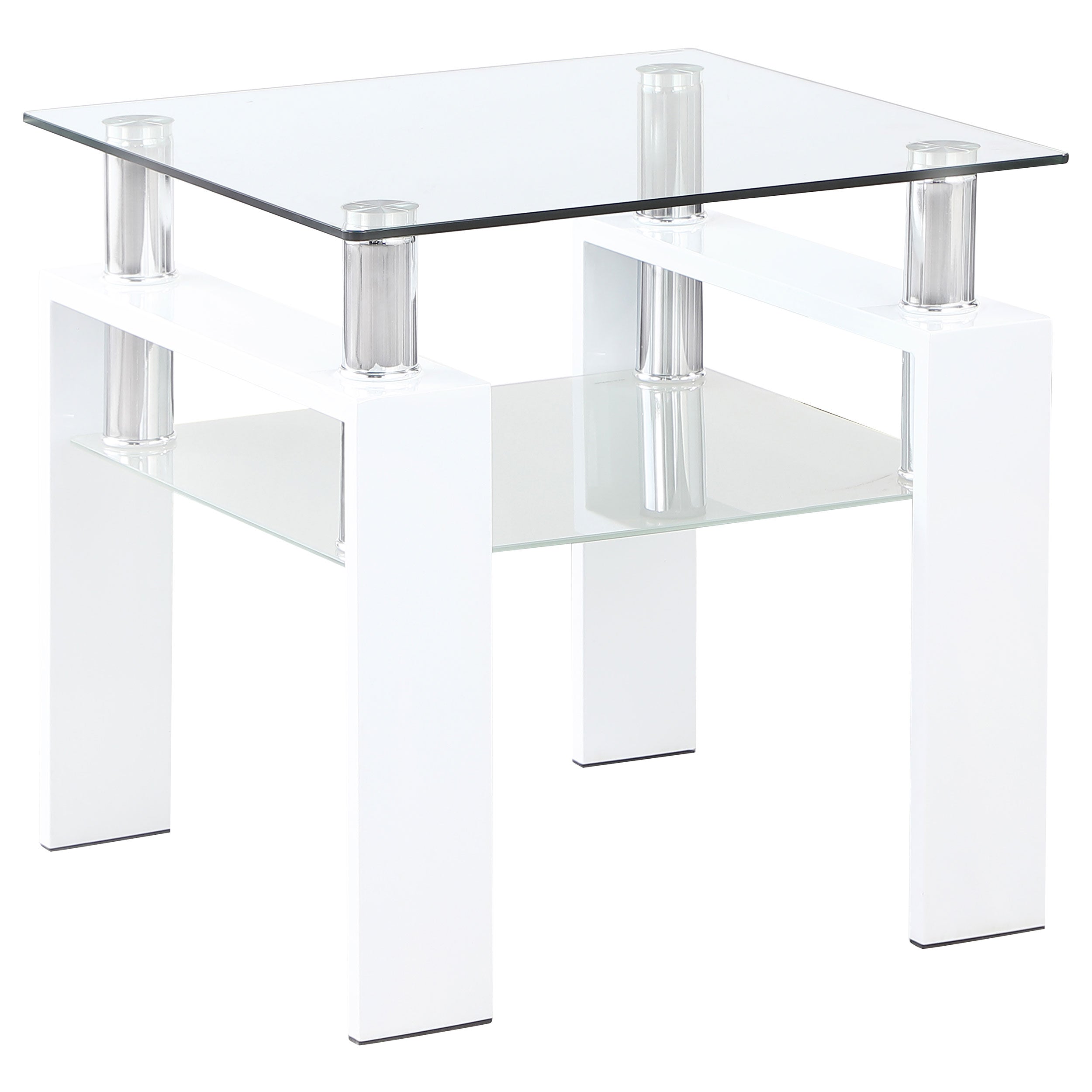 Orleans Furniture - Coaster - Dyer 1-shelf Square Glass Top Side End Table White - 703437