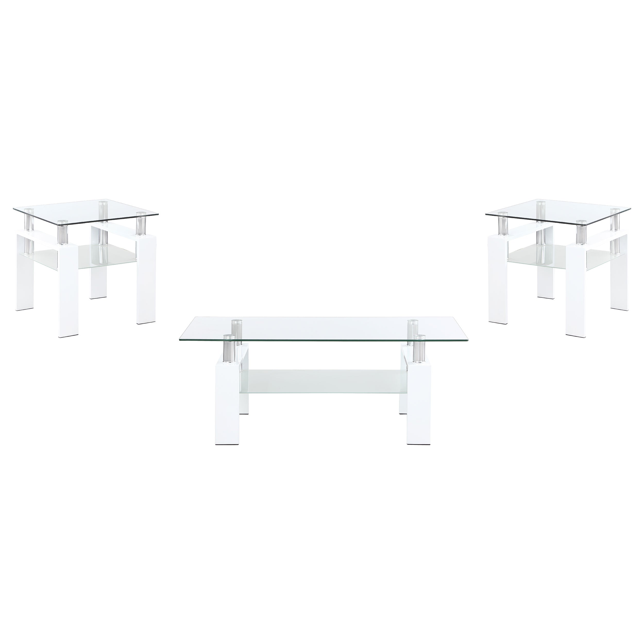 Orleans Furniture - Coaster - Dyer 3-piece Rectangular Coffee and End Table Set White - 703438-S3