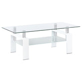 Orleans Furniture - Coaster - Dyer 1-shelf Rectangular Glass Top Coffee Table White - 703438