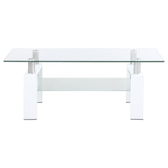 Dyer 1-shelf Rectangular Glass Top Coffee Table White