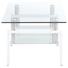 Dyer 1-shelf Rectangular Glass Top Coffee Table White