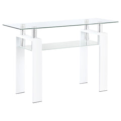 Orleans Furniture - Coaster - Dyer Rectangular Glass Top Entryway Sofa Console Table White - 703439