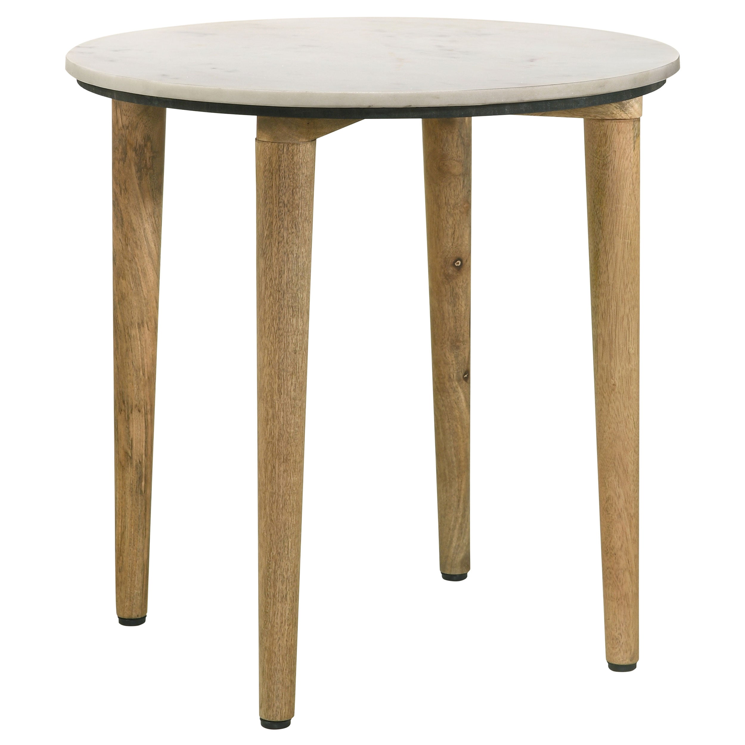 Orleans Furniture - Coaster - Aldis Round Marble Top Side End Table White and Natural - 703717