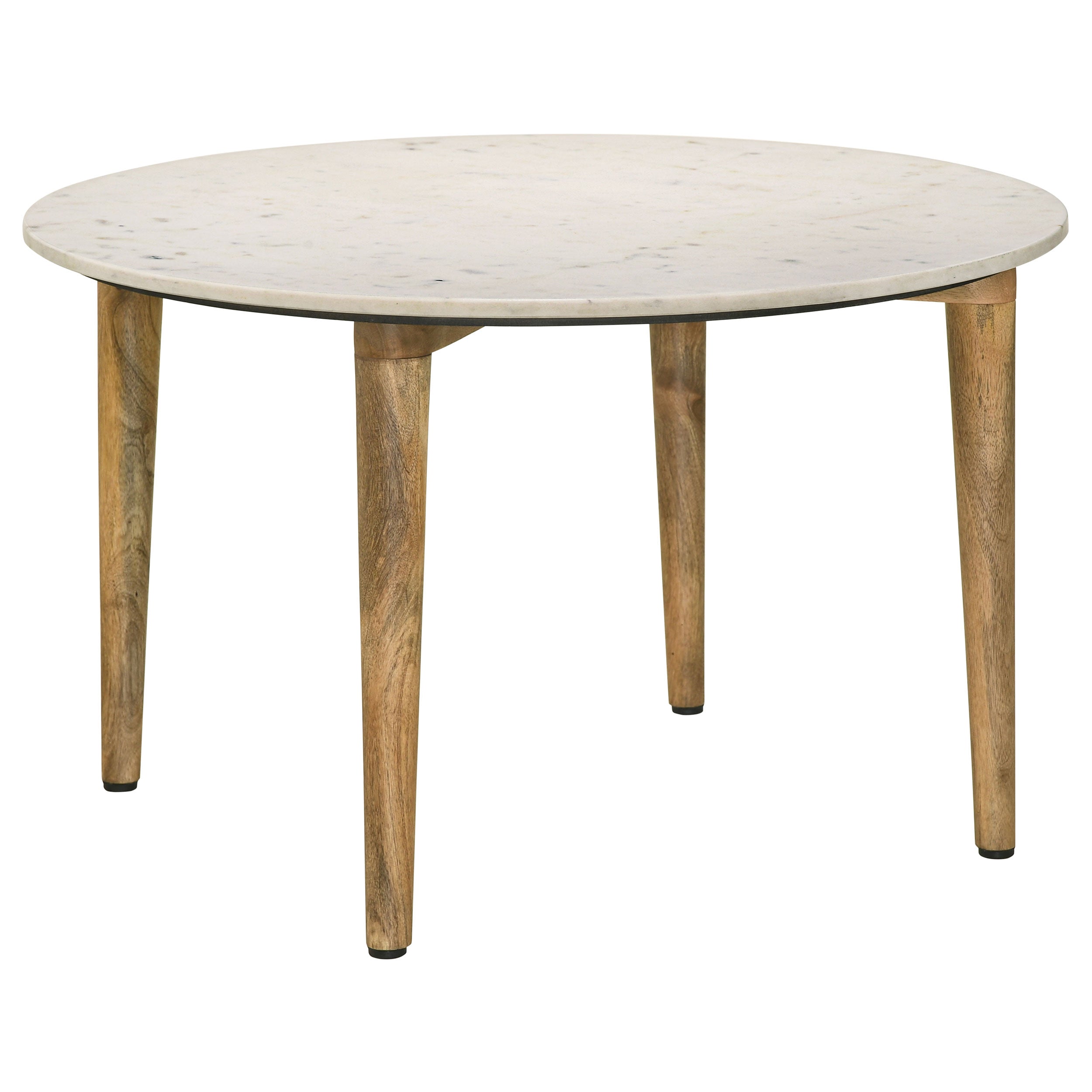 Orleans Furniture - Coaster - Aldis Round Marble Top Coffee Table White and Natural - 703718