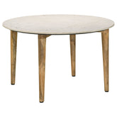 Orleans Furniture - Coaster - Aldis Round Marble Top Coffee Table White and Natural - 703718