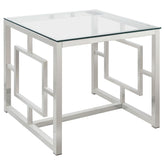 Orleans Furniture - Coaster - Merced Square Glass Top Side End Table Nickel - 703737