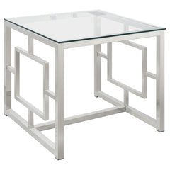 Orleans Furniture - Coaster - Merced Square Glass Top Side End Table Nickel - 703737