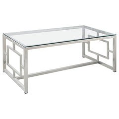 Orleans Furniture - Coaster - Merced Rectangular Glass Top Coffee Table Nickel - 703738