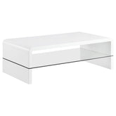 Orleans Furniture - Coaster - Airell Rectangular Coffee Table with Shelf White High Gloss - 703798