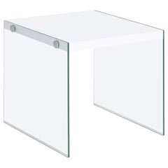 Orleans Furniture - Coaster - Opal Square Glass Frame Side End Table White High Gloss - 704147