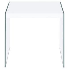 Opal Square Glass Frame Side End Table White High Gloss