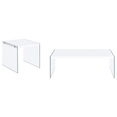 Opal 2-piece Coffee and End Table Set White High Gloss
