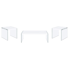 Opal 3-piece Coffee and End Table Set White High Gloss