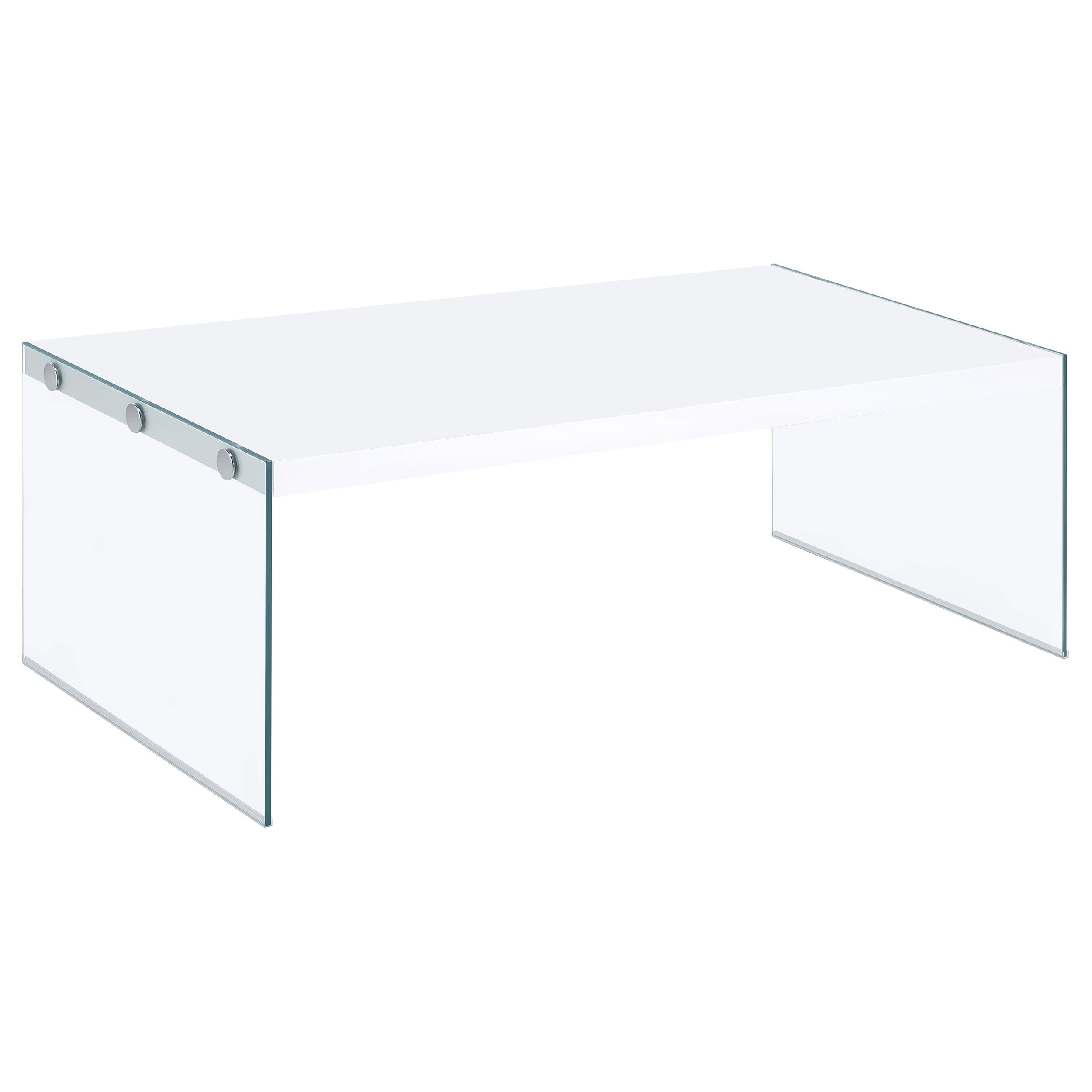 Orleans Furniture - Coaster - Opal Rectangular Glass Frame Coffee Table White High Gloss - 704148