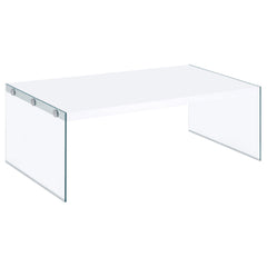 Orleans Furniture - Coaster - Opal Rectangular Glass Frame Coffee Table White High Gloss - 704148