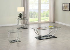 Orleans Furniture - Coaster - Danville 3-piece Glass Top Coffee and End Table Set Chrome - 704988-S3