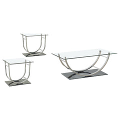 Danville 3-piece Glass Top Coffee and End Table Set Chrome