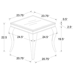 Carone Square Glass Top End Side Table Black and Chrome