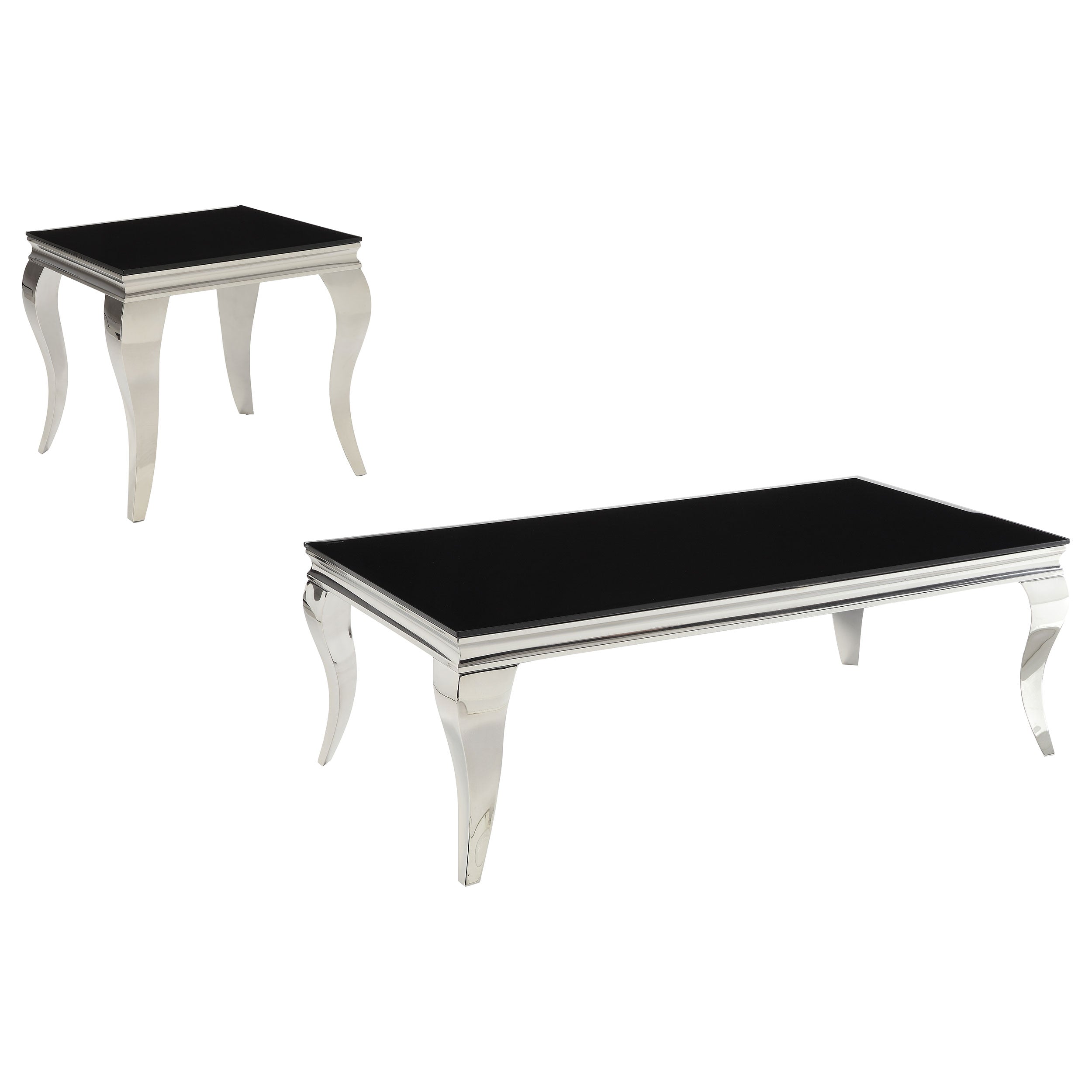 Orleans Furniture - Coaster - Carone 2-piece Glass Top Coffee and End Table Set Black - 705018-S2