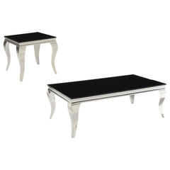 Orleans Furniture - Coaster - Carone 2-piece Glass Top Coffee and End Table Set Black - 705018-S2