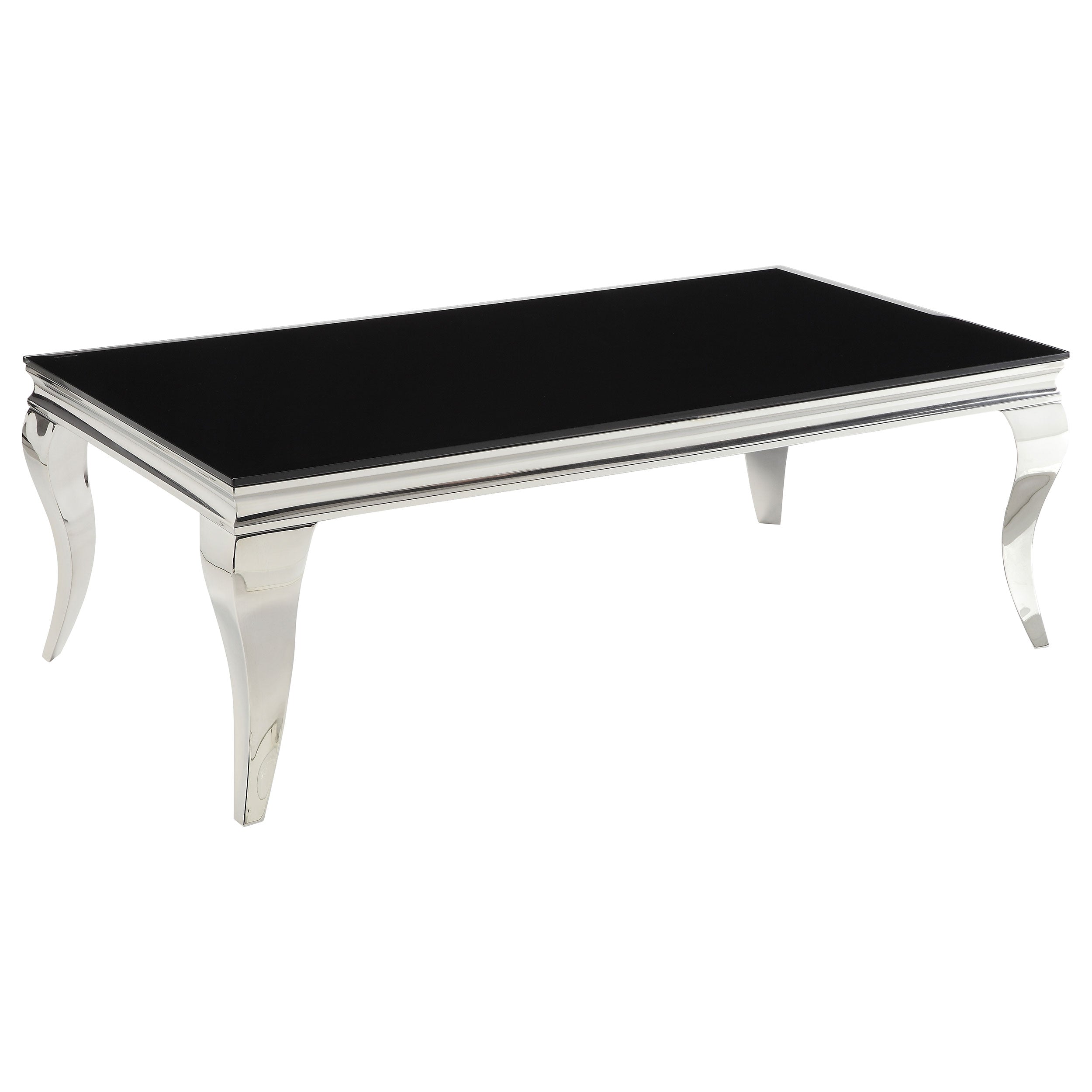 Orleans Furniture - Coaster - Carone Rectangular Glass Top Coffee Table Black and Chrome - 705018