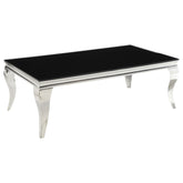 Orleans Furniture - Coaster - Carone Rectangular Glass Top Coffee Table Black and Chrome - 705018