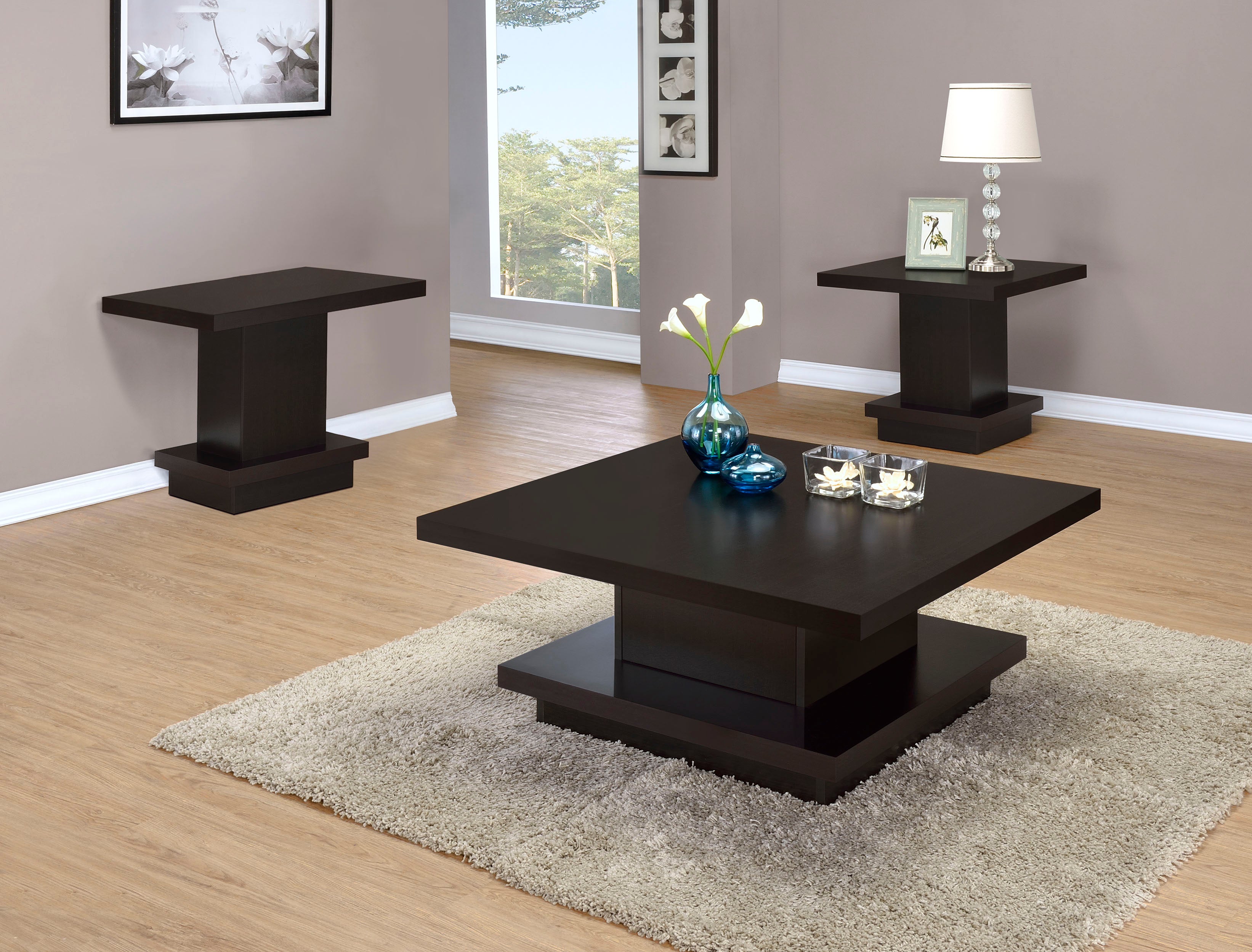 Orleans Furniture - Coaster - Reston 3-piece Square Coffee and End Table Set Cappuccino - 705168-S3