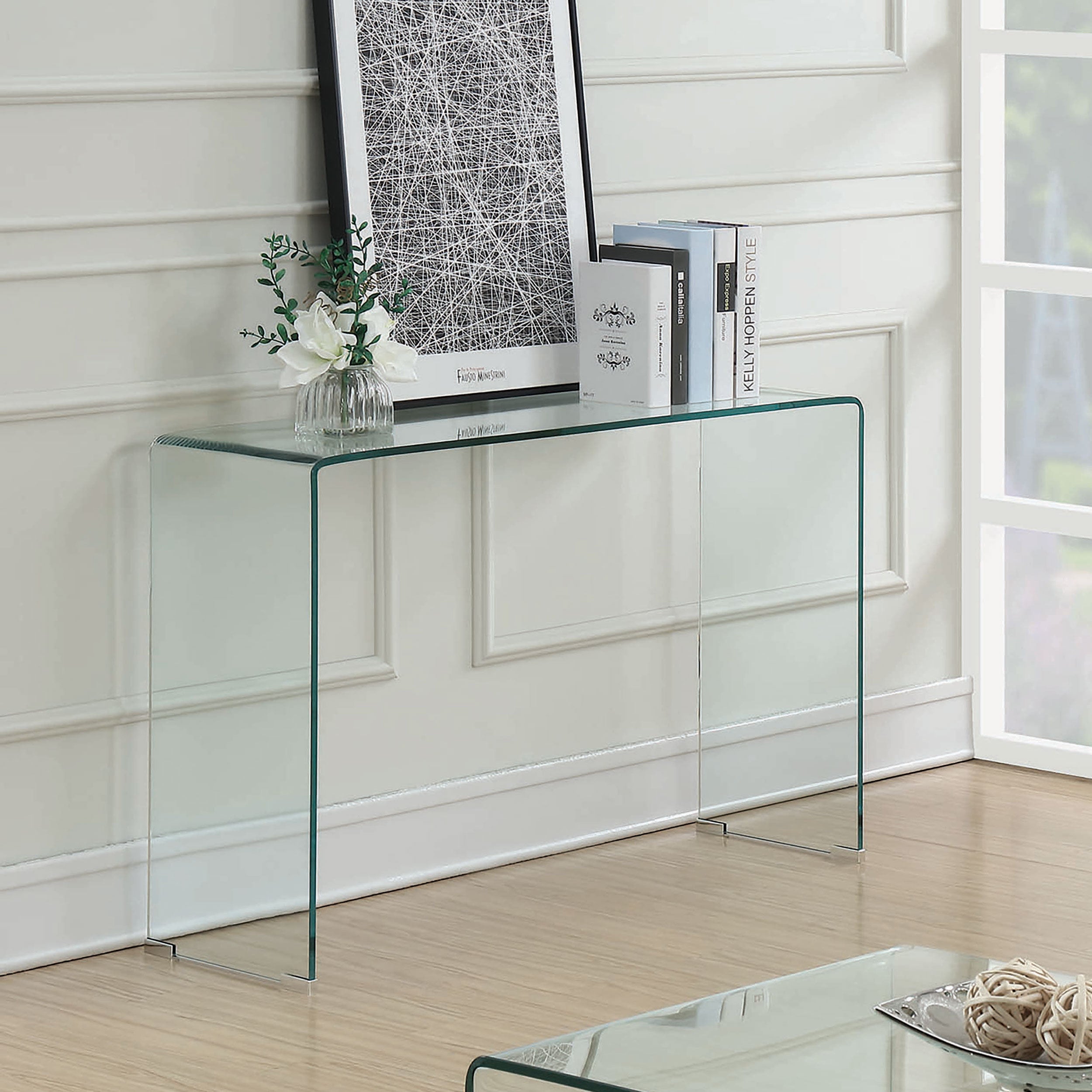 Orleans Furniture - Coaster - Ripley Tempered Bent Glass Entryway Console Table Clear - 705329
