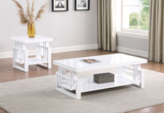 Orleans Furniture - Coaster - Schmitt 2-piece Coffee and End Table Set White High Gloss - 705708-S2