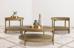 Orleans Furniture - Coaster - Arini 3-piece Round Coffee and End Table Set Sand Wash - 706188-S3