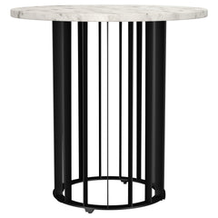 Orleans Furniture - Coaster - Haven Round Genuine White Marble Top End Side Table Black - 706207