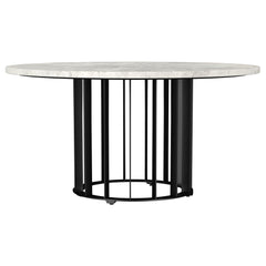 Orleans Furniture - Coaster - Haven Round Genuine White Marble Top Coffee Table Black - 706208